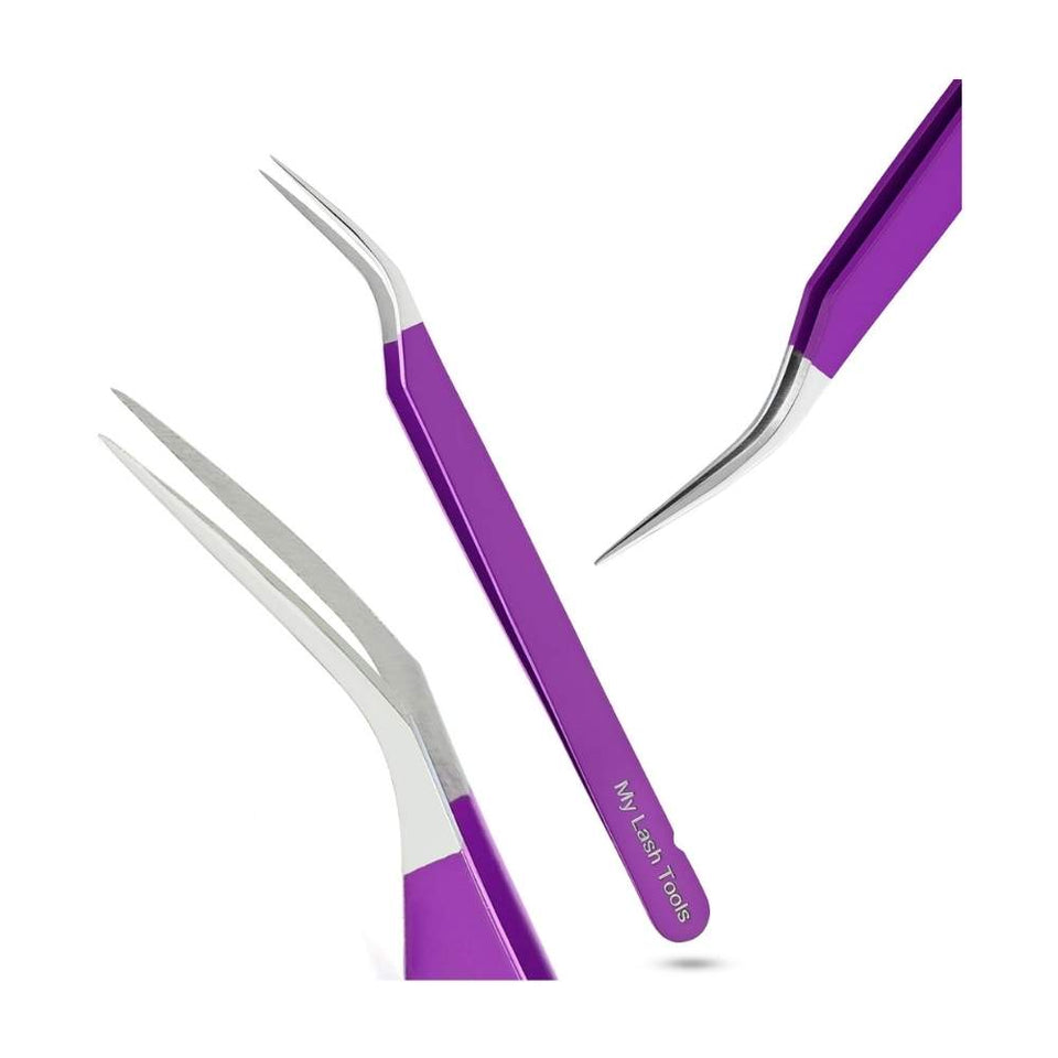 Solo Purple Isolation Lash Tweezers for Eyelash Extensions - Cross Edge Corporation