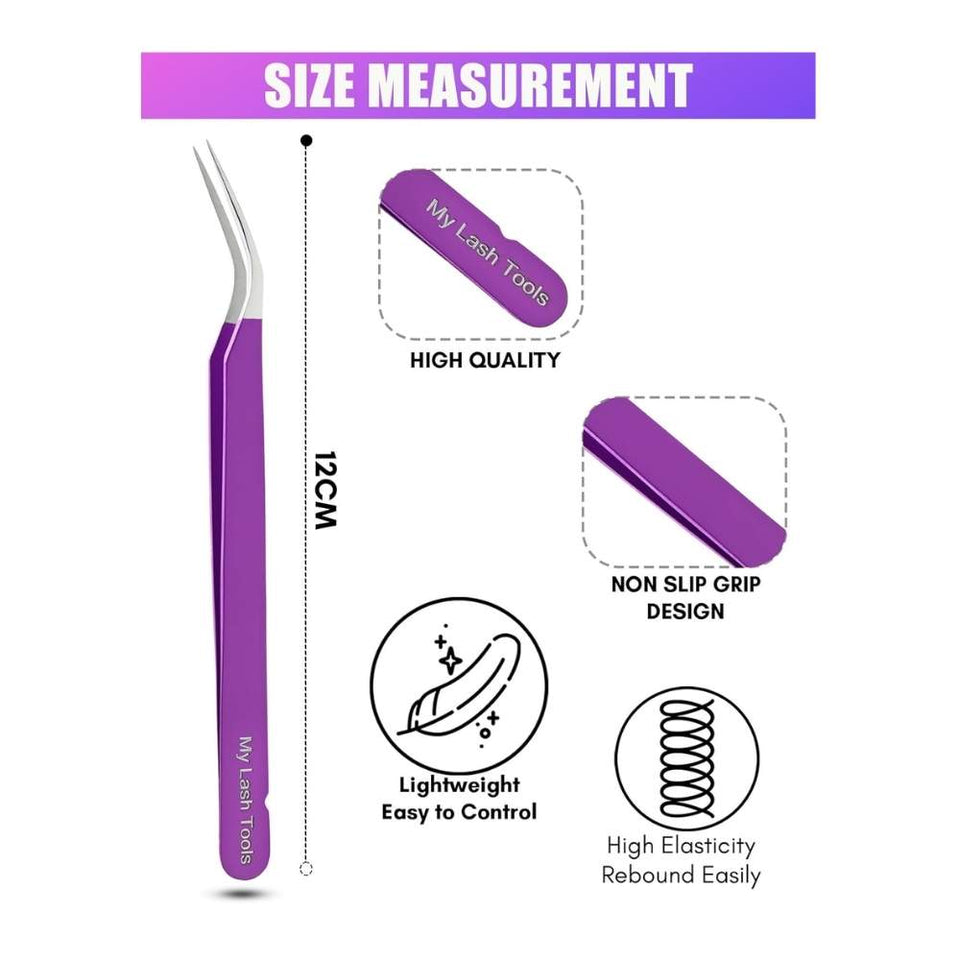 Solo Purple Isolation Lash Tweezers for Eyelash Extensions - Cross Edge Corporation