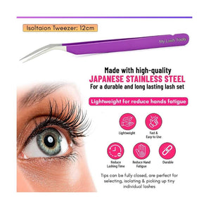 Solo Purple Isolation Lash Tweezers for Eyelash Extensions - Cross Edge Corporation