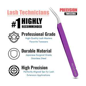 Solo Purple Isolation Lash Tweezers for Eyelash Extensions - Cross Edge Corporation