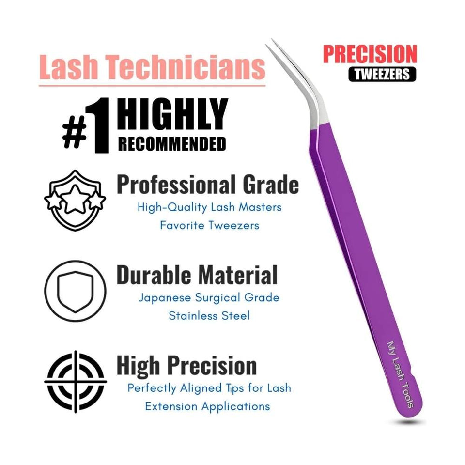 Solo Purple Isolation Lash Tweezers for Eyelash Extensions - Cross Edge Corporation