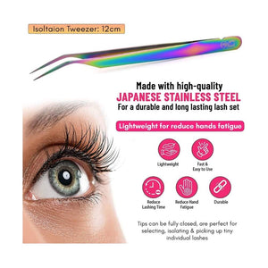 Rainbow Solo fiber tip Isolation Lash Tweezers for Eyelash Extensions - Cross Edge Corporation