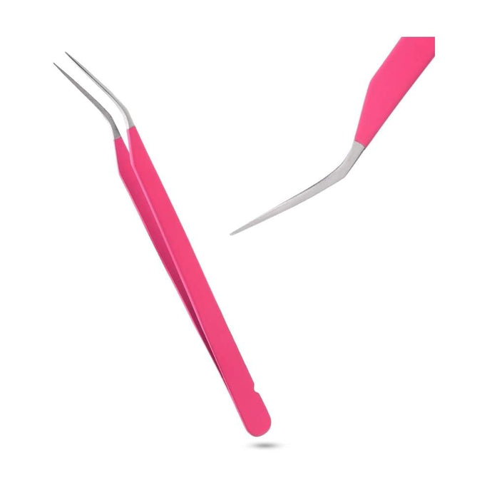 Mate Pink Solo fiber tip Isolation Lash Tweezers for Eyelash Extensions - Cross Edge Corporation