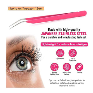 Mate Pink Solo fiber tip Isolation Lash Tweezers for Eyelash Extensions - Cross Edge Corporation
