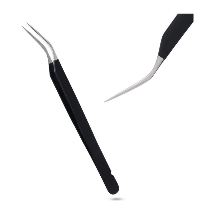 Black fiber tip Isolation Lash Tweezers for Eyelash Extensions - Cross Edge Corporation