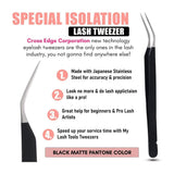 Black fiber tip Isolation Lash Tweezers for Eyelash Extensions - Cross Edge Corporation