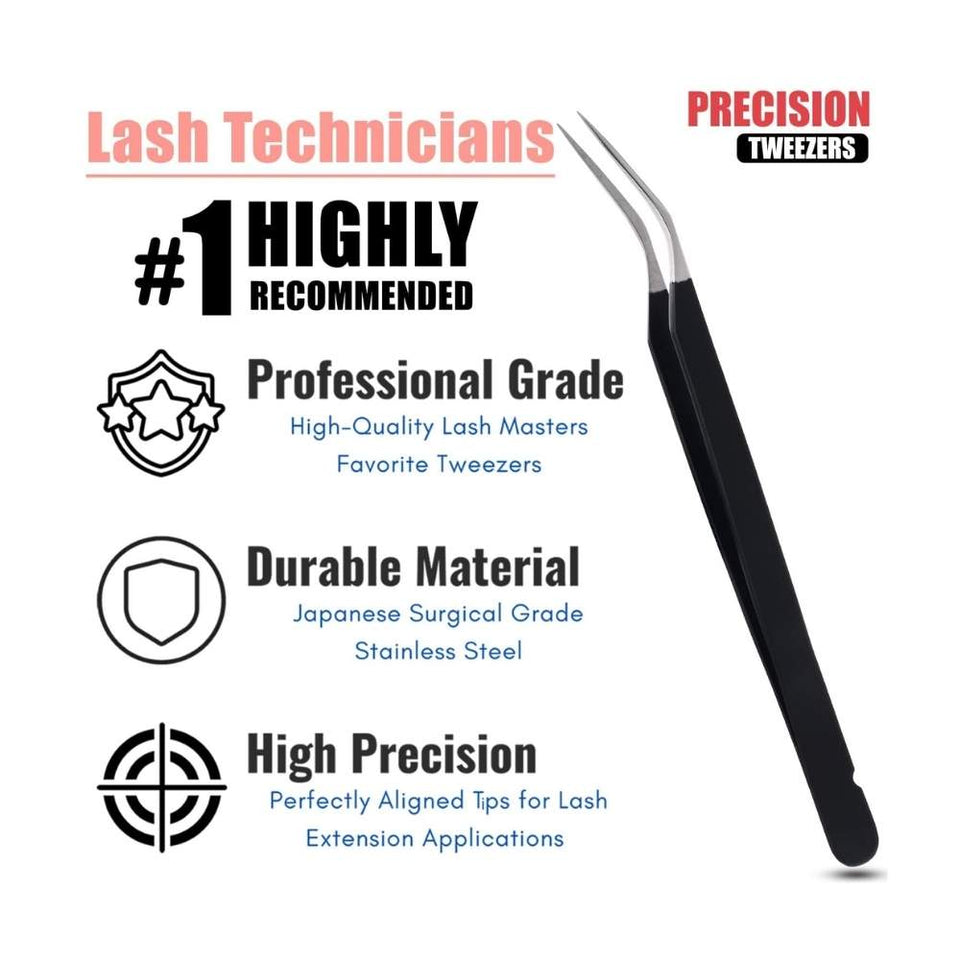 Black fiber tip Isolation Lash Tweezers for Eyelash Extensions - Cross Edge Corporation