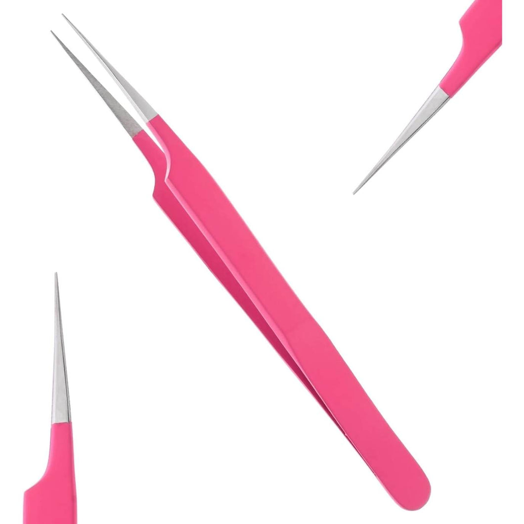 Pink Pointed Straight Isolation Tweezers for Individual Isolation - Cross Edge Corporation