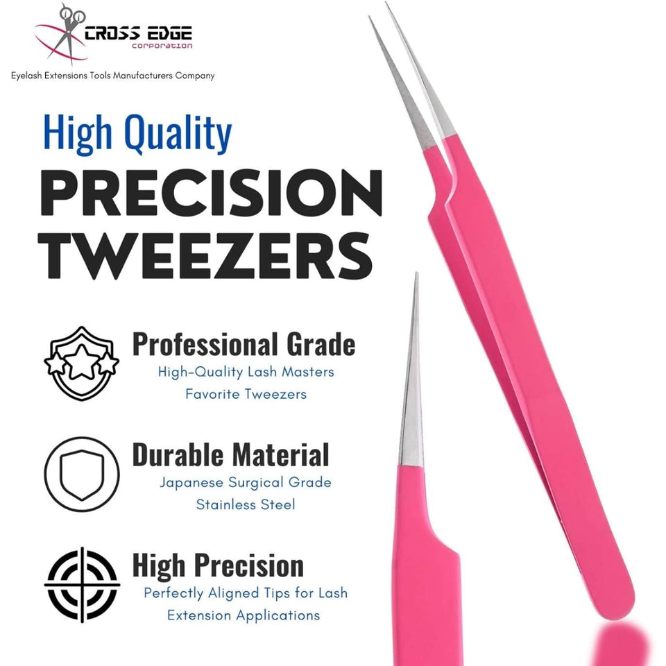 Pink Pointed Straight Isolation Tweezers for Individual Isolation - Cross Edge Corporation