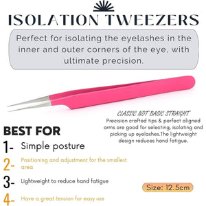 Pink Pointed Straight Isolation Tweezers for Individual Isolation - Cross Edge Corporation