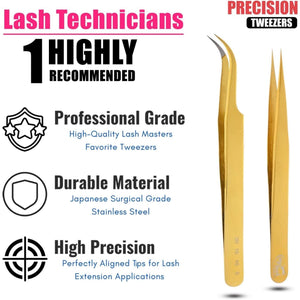 Eyelash Extensions Tweezers SET OF 2 Micro grip Tip Curved Volume Tweezers - Cross Edge Corporation