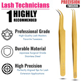 Eyelash Extensions Tweezers SET OF 2 Micro grip Tip Curved Volume Tweezers Gold - Cross Edge Corporation