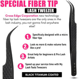 Black Eyelash Extensions Tweezers SET OF 2 Micro grip - Cross Edge Corporation