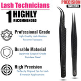 Black Eyelash Extensions Tweezers SET OF 2 Micro grip - Cross Edge Corporation