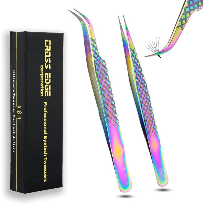 Rainbow Eyelash Extensions Tweezers SET OF 2 Micro grips