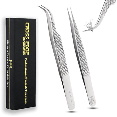 Fiber Tip Lash Tweezers Micro Grip Tip Curved Volume set - Cross Edge Corporation