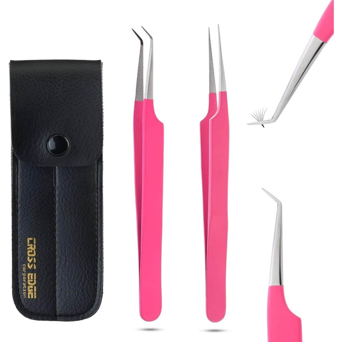  Fiber tip Straight Lash Tweezers for Volume Isolation set 