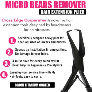 Black Hair Extension Micro Beads & Tape in Remover Plier with Soft Rubber Grip - Cross Edge Corporation