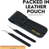 Black Fiber Tip Straight Pointed, and Curves Lash Tweezers for Volume Isolation set - Cross Edge Corporation