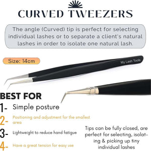 Black Fiber tip Lash Tweezers for Volume Isolation set - Cross Edge Corporation