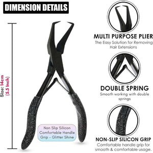 Black Hair Extension Micro Beads & Tape in Remover Plier with Soft Rubber Grip - Cross Edge Corporation