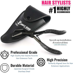 Black Hair Extension Micro Beads & Tape in Remover Plier with Soft Rubber Grip - Cross Edge Corporation