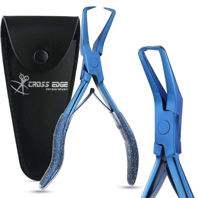 Blue Hair Extension Micro Beads & Tape in Remover Plier with Soft Rubber Grip - Cross Edge Corporation