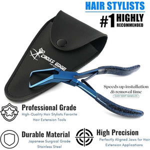 Blue Hair Extension Micro Beads & Tape in Remover Plier with Soft Rubber Grip - Cross Edge Corporation