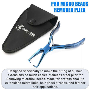 Blue Hair Extension Micro Beads & Tape in Remover Plier with Soft Rubber Grip - Cross Edge Corporation