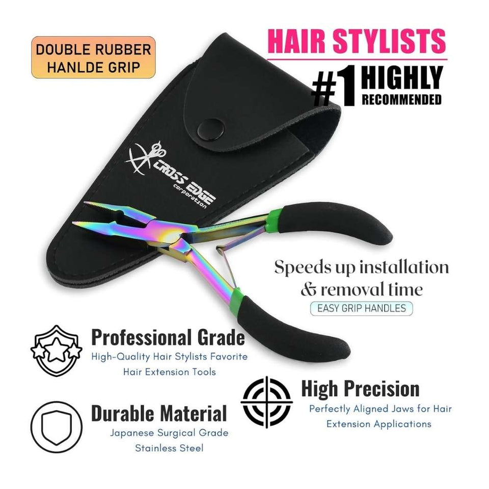 Rainbow Microlink's hair extension pliers Rubber grip - Cross Edge Corporation