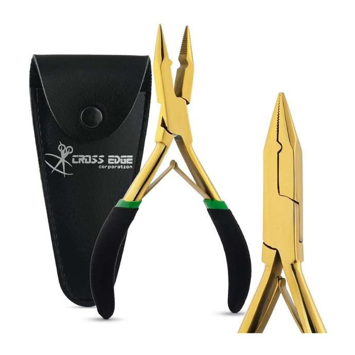 Gold Microlink's hair extension crimping pliers Rubber grip - Cross Edge Corporation