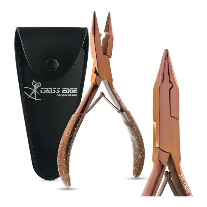 Brown Microlink's hair extension pliers Rubber grip - Cross Edge Corporation