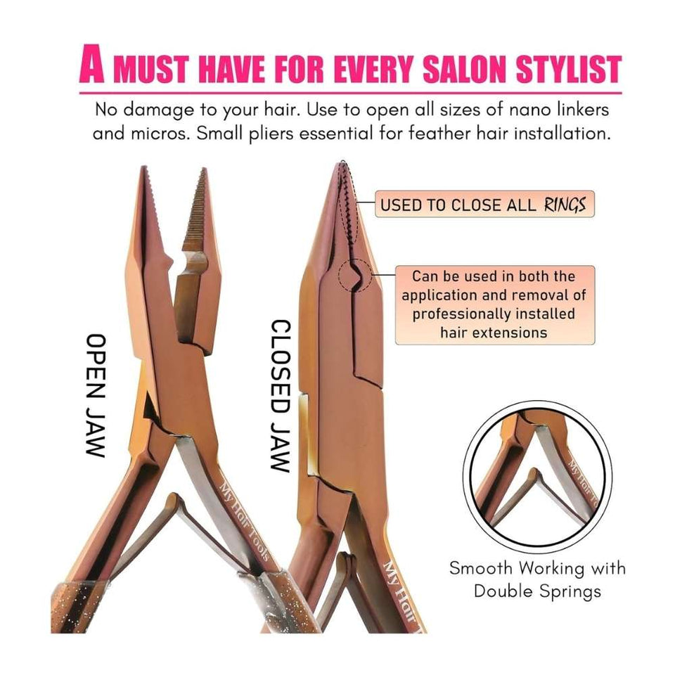 Brown Microlink's hair extension pliers Rubber grip - Cross Edge Corporation