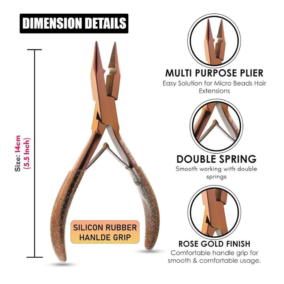 Brown Microlink's hair extension pliers Rubber grip - Cross Edge Corporation