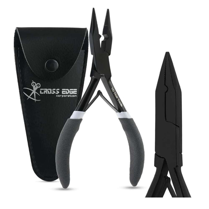 Black Microlink's hair extension crimping plier Rubber grip - Cross Edge Corporation