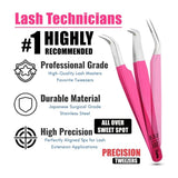 3Pcs Pink Lash Tweezers Set for Eyelash Extension - Cross Edge Corporation