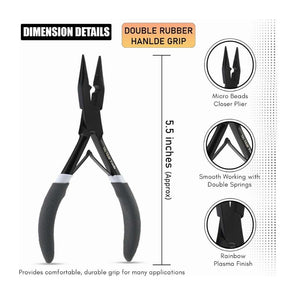Black Microlink's hair extension crimping plier Rubber grip - Cross Edge Corporation