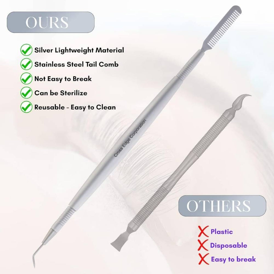 Professional Silver Lash Lift Perm Tool with Separating Comb - Cross Edge Corporation