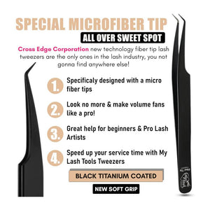 Fiber Tip Lash Tweezers for Eyelash Extensions Angle Curved - Cross Edge Corporation