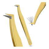 Mega Volume Boot Angled Lashing Tweezers (Gold) - Cross Edge Corporation