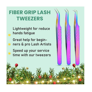 Fiber Tip Lash Tweezers for Eyelash Extensions Professional SET OF 4 - Cross Edge Corporation