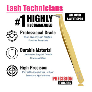 Mega Volume Boot Angled Lashing Tweezers (Gold) - Cross Edge Corporation