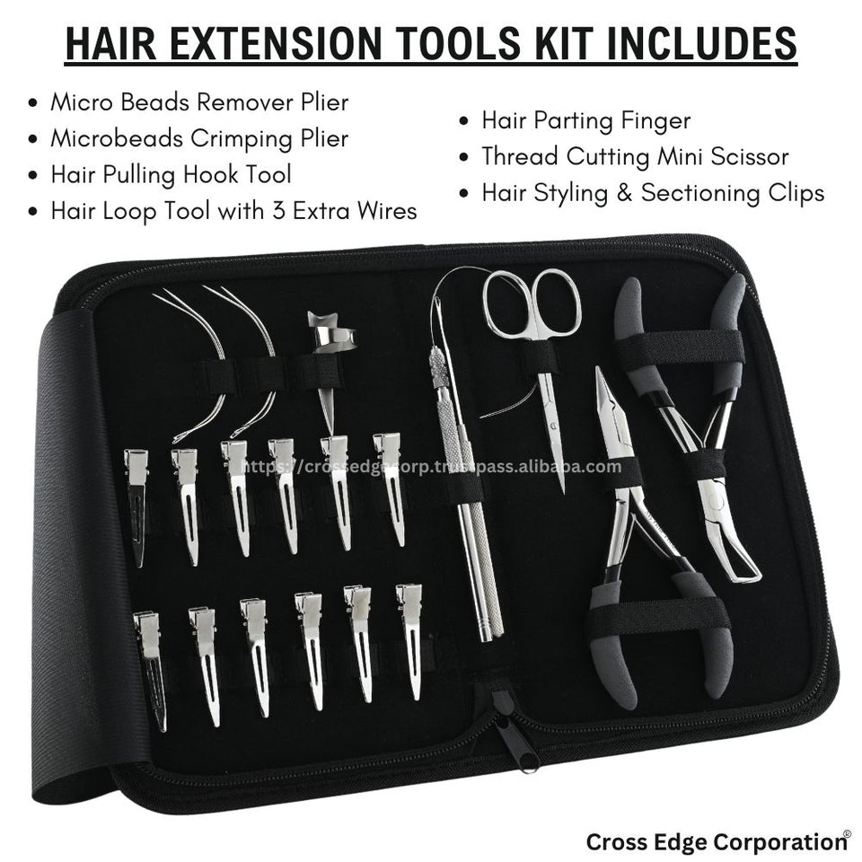 Hair extension tools including |Micro Beads Remover Pliers |Hair Extension Loop & Crochet Hook Tools