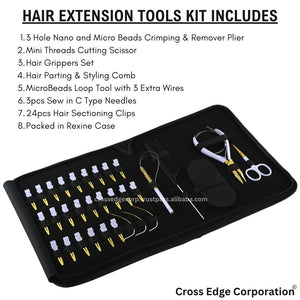 Hair extension tools including | 3 Hole Micro Beads & Nano Rings Plier | 24pcs Hair Styling clips