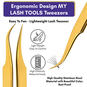 My Lash Tools Fiber Tweezers for Lash Extensions Boot & Isolation Eyelash Tweezer Set - Cross Edge Corporation