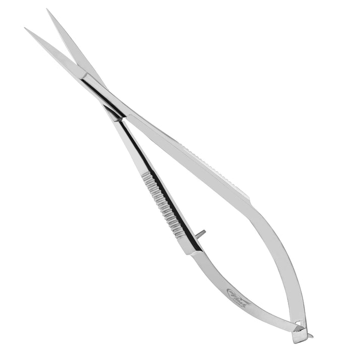 Eyebrow & Eyelash Shaping & Trimming Spring Scissors 5 Inch straight Snips Squeeze Scissors, Embroidery, Knitting Micro Tip Craft Scissors (Silver) - Cross Edge Corporation