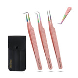 Professional SET OF 3 Fiber Tip Lash Tweezers for Eyelash Extensions - Cross Edge Corporation