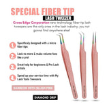 Professional SET OF 3 Fiber Tip Lash Tweezers for Eyelash Extensions - Cross Edge Corporation