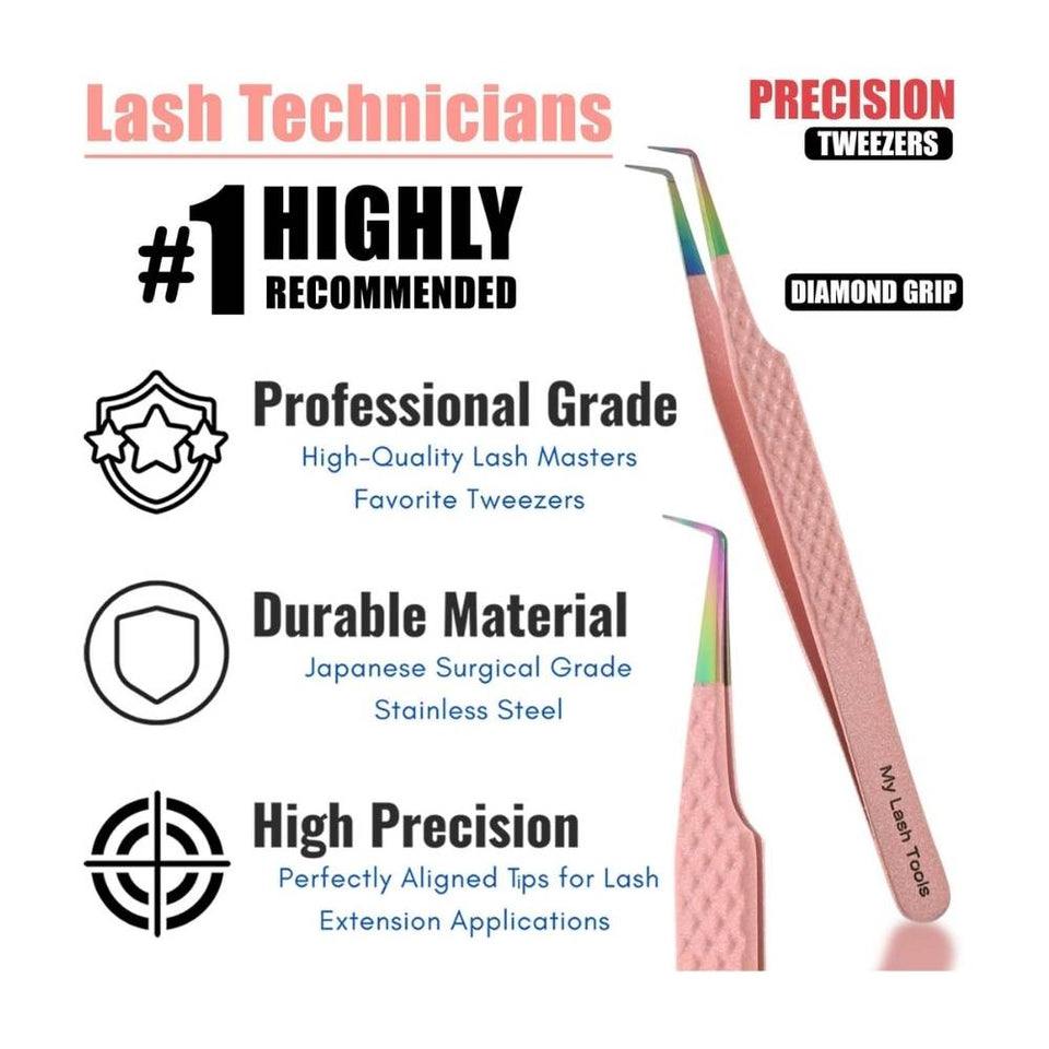 Professional SET OF 3 Fiber Tip Lash Tweezers for Eyelash Extensions - Cross Edge Corporation