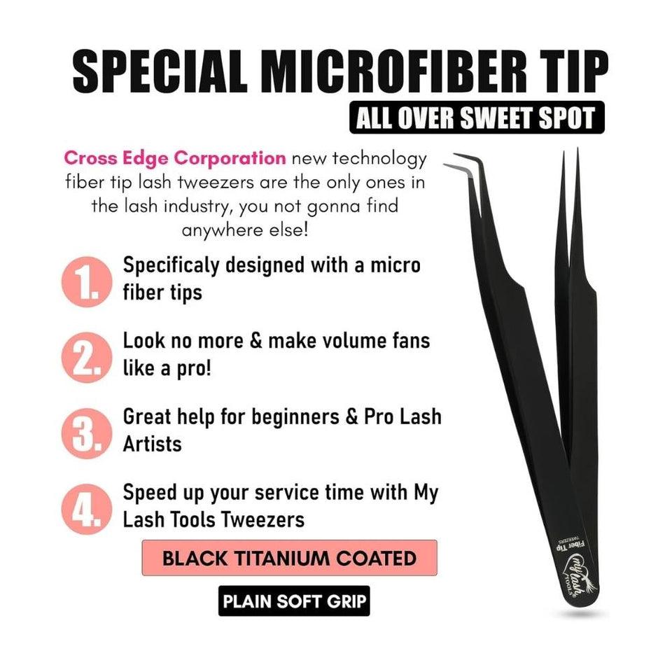 Professional Fiber Tip Lash Tweezers for Eyelash Extensions - Cross Edge Corporation